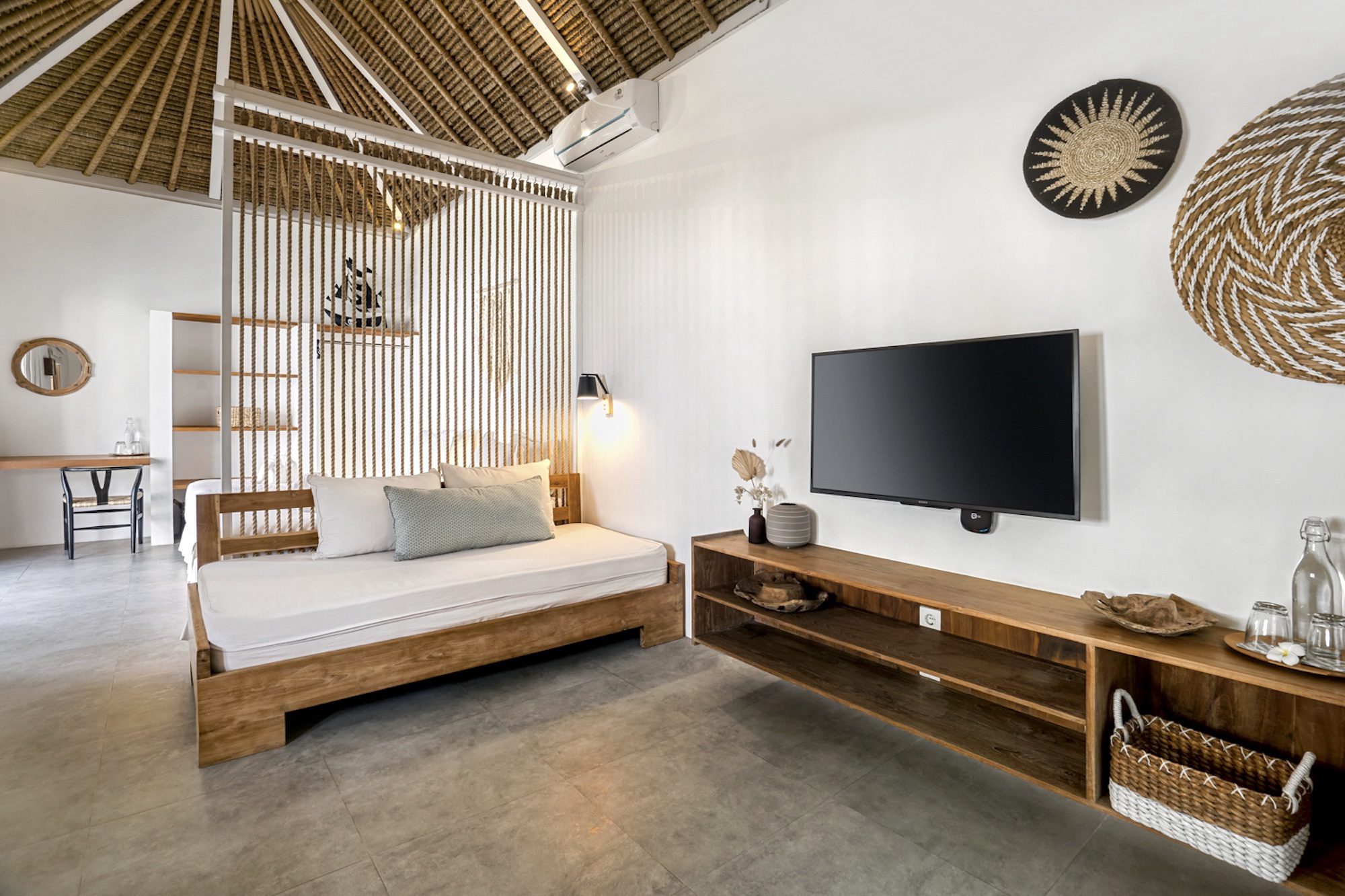 Lounge area with TV inside the bedroom