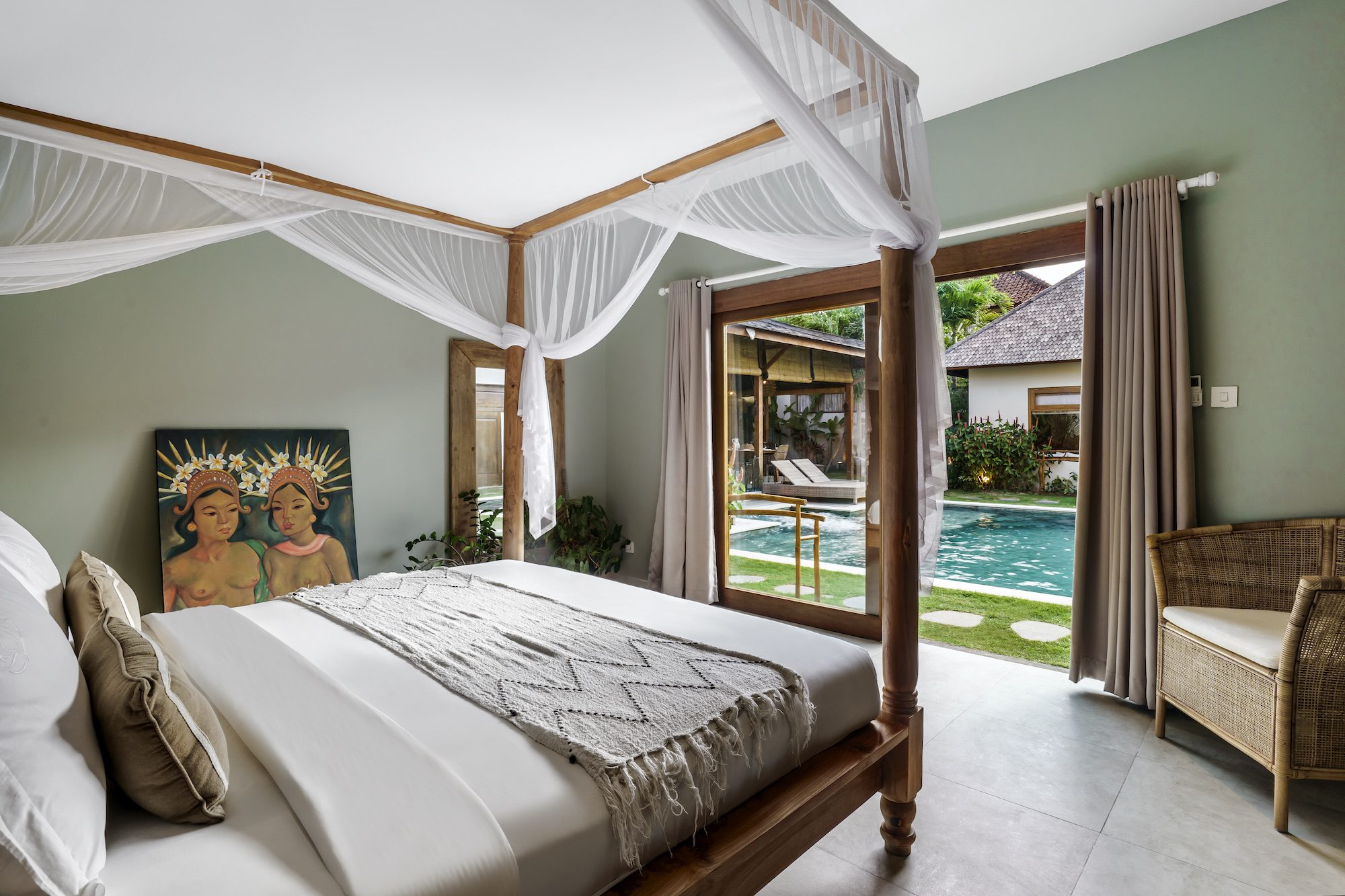 Double room with pool view in 10 bedroom Seminyak villa