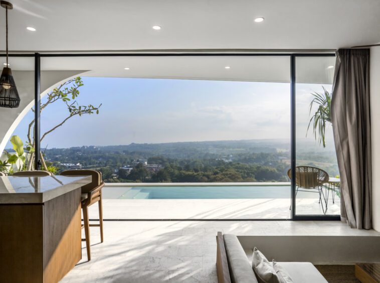 Panoramic view seen from the living room of Uluwatu villa Kalani