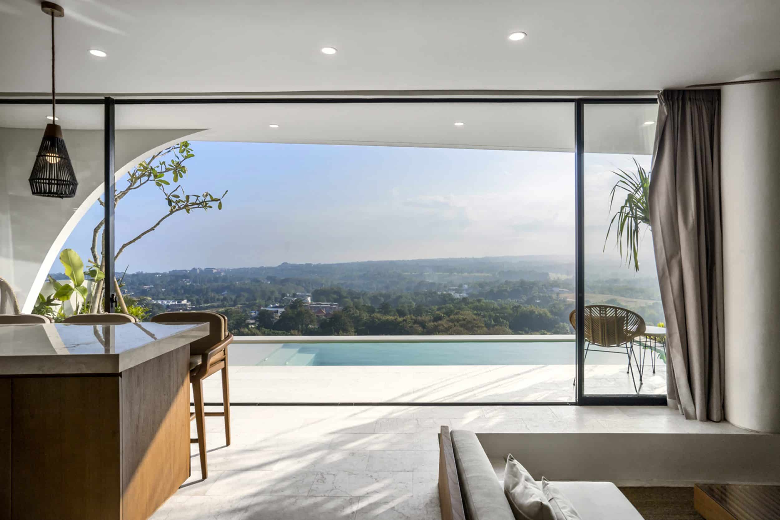 Panoramic view seen from the living room of Uluwatu villa Kalani